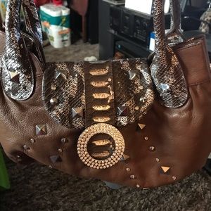 Brown shoulder bag with bling